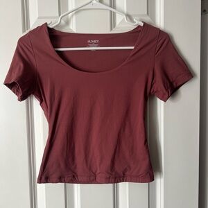Brown Fitted Crop T-Shirt Short Sleeve